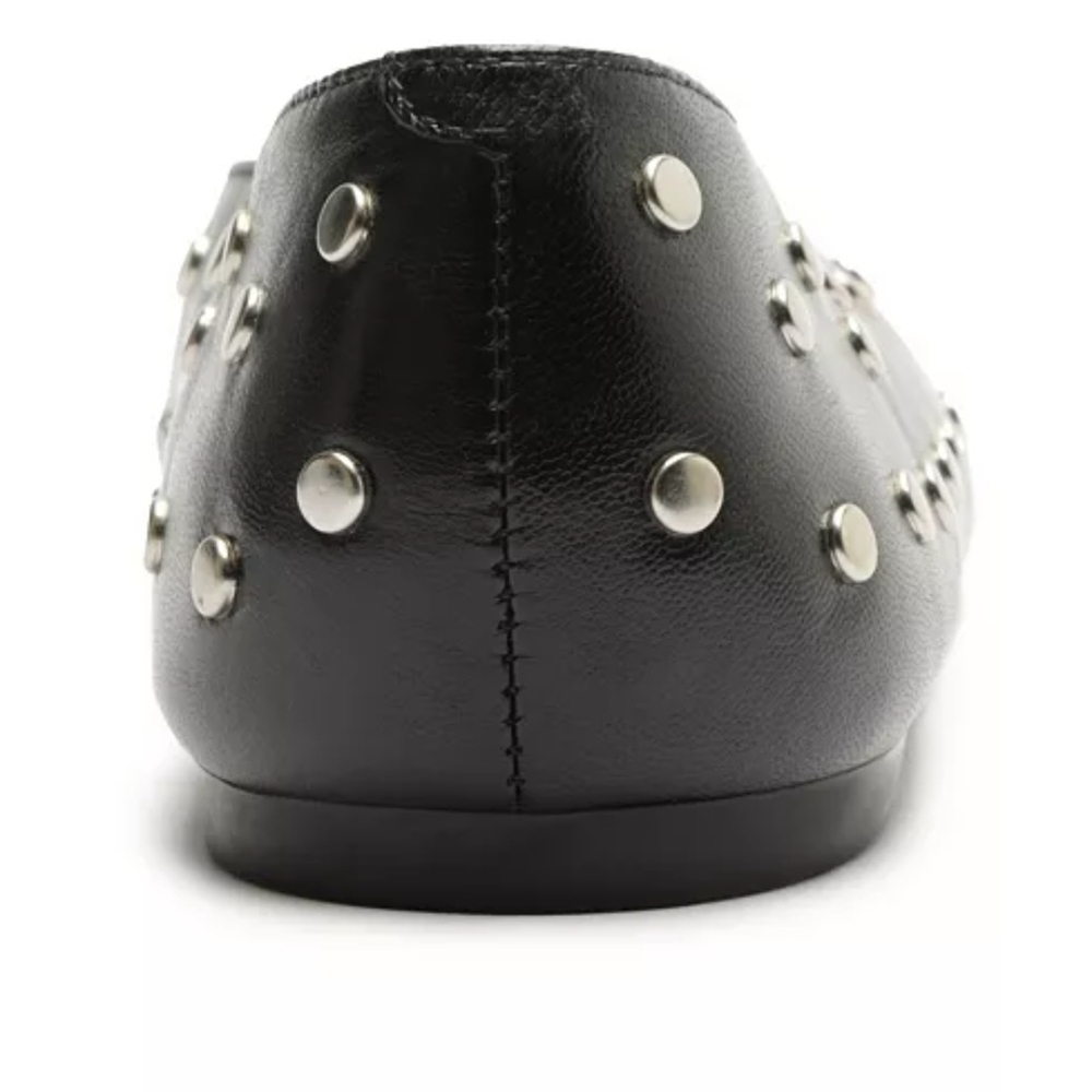 Chic Black Studded Loafers - Picture 3 of 5